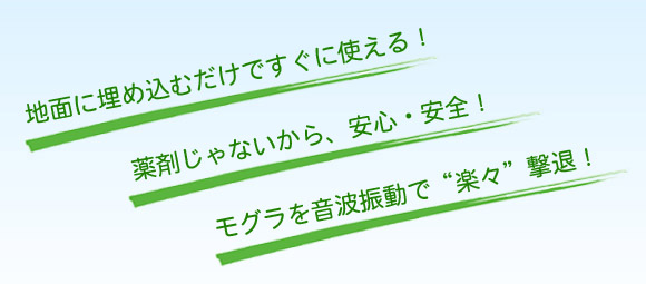 地面に埋め込むだけですぐに使えるモグラ撃退器