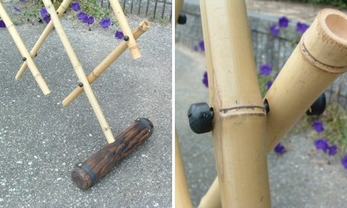 脚付き簡易竹垣の接合部分