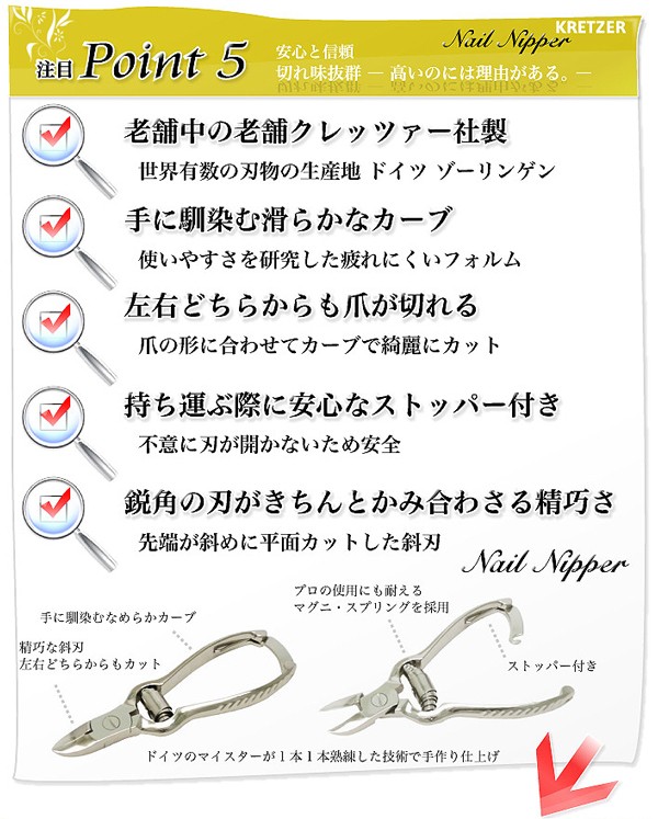 ゾーリンゲン クレッツァー社 ネイルニッパー&爪磨きセットの商品説明