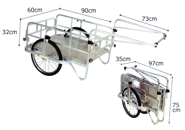 アルミ製 折りたたみ式リヤカー　積載質量180kgの商品説明