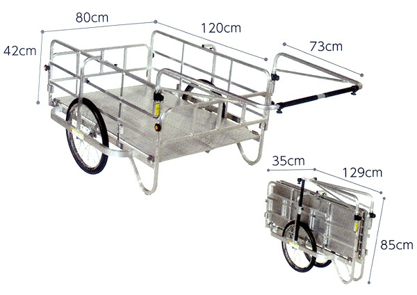 アルミ製 折りたたみ式リヤカー　積載質量180kgの商品説明