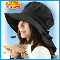 日焼け対策「首筋まですっぽりロングケープ帽子」