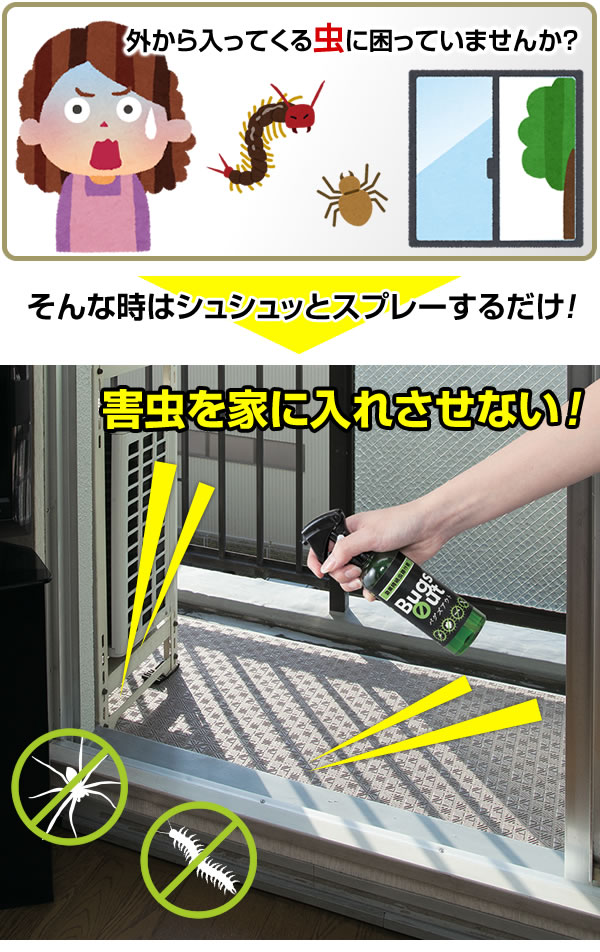 効果持続虫除け剤 バグズアウト」害虫の侵入しやすい場所にスプレーするだけ！ あっと解消 本店