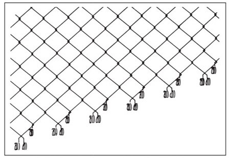 PCフェンス　勾配用金網の調整例