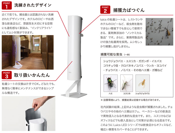 無料長期保証 ルイクス インテリア捕虫器 Ｓシリーズ ホワイト